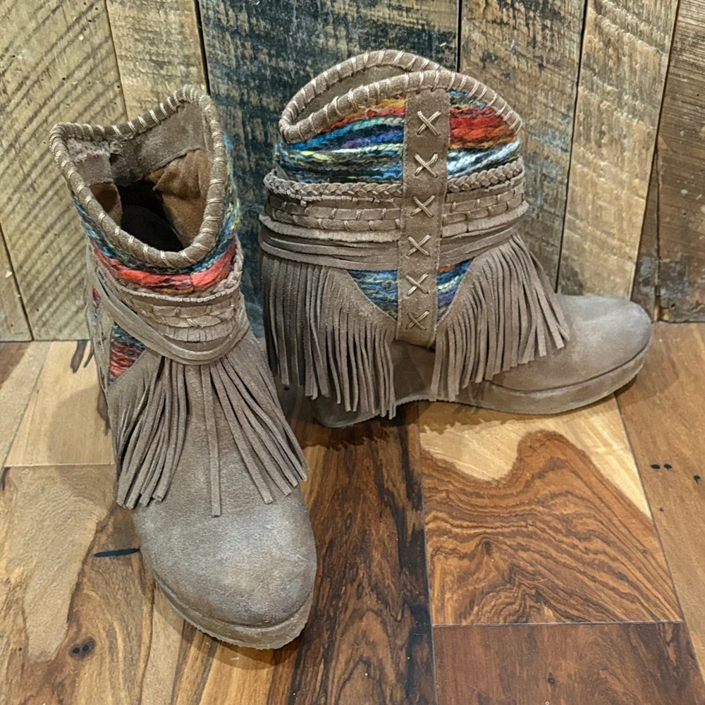 Naughty Monkey Multicolor Fringed Heeled Boots - Picture 12 of 12